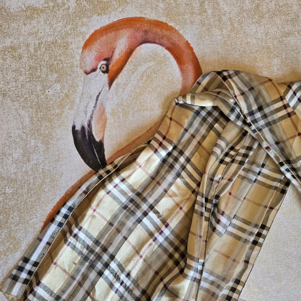 3/$25 Scarf Plaid Satin Gold Beige Black Maroon Silky